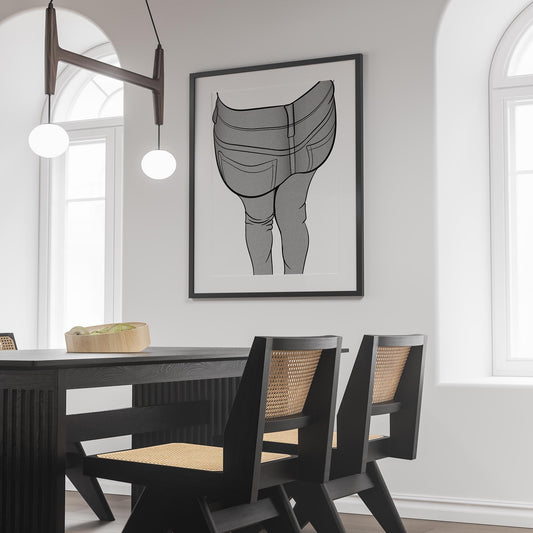 Digital line art of jeans denim displayed in modern room, showcasing Jeans Denim - Line Model Art 15.