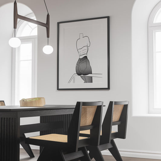 Line Art - Jeans Denim Model 70 artwork displayed in a modern dining room.