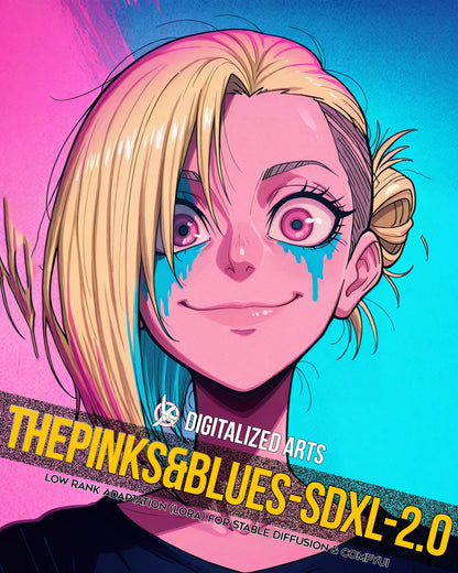 DigitalizedArts ThePinksNBlues - Cyberpunk Pop Art & Electric Color Gradient LoRA
