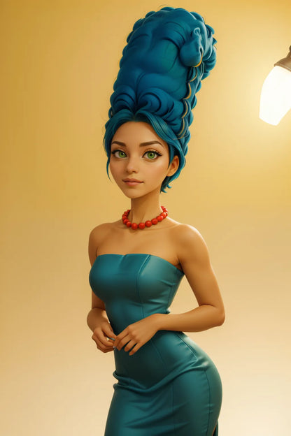 Custom anime A.I. art featuring an anime-style character with blue hair in a teal dress.