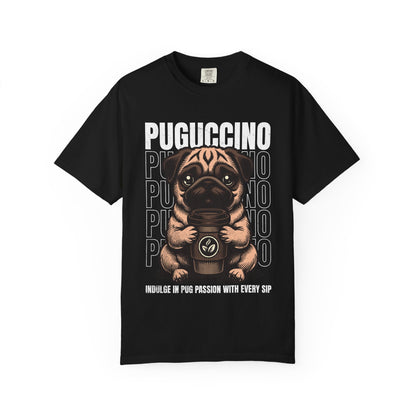 FPD - Puguccino Funny Pug Coffee T-Shirt | Indulge In Pug Passion Cute Dog Cappuccino Graphic Tee | Pet Lover Gift Shirt