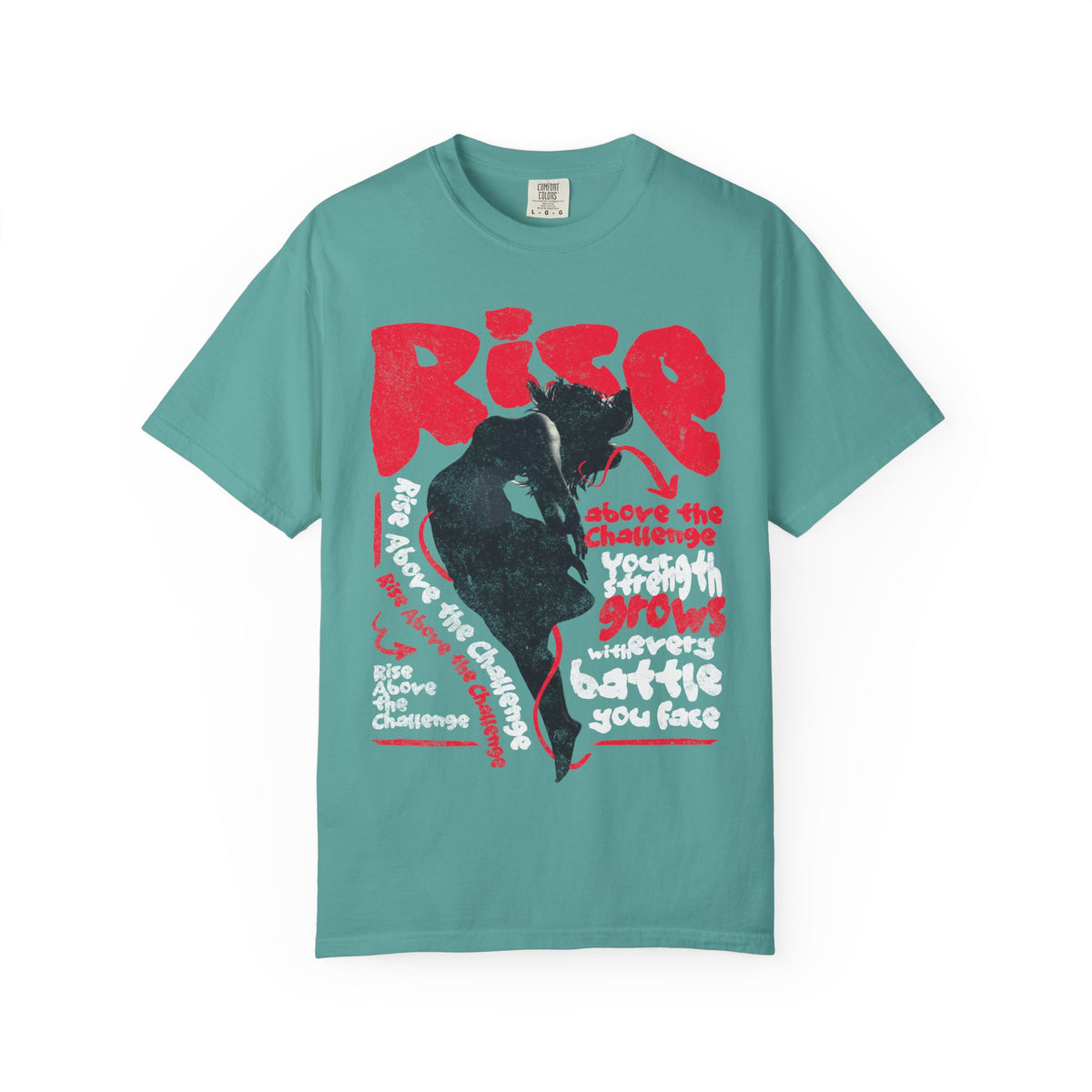 FPD - Rise Above the Challenge Grunge Tee | Mental Health Resilience & Inner Strength Apparel