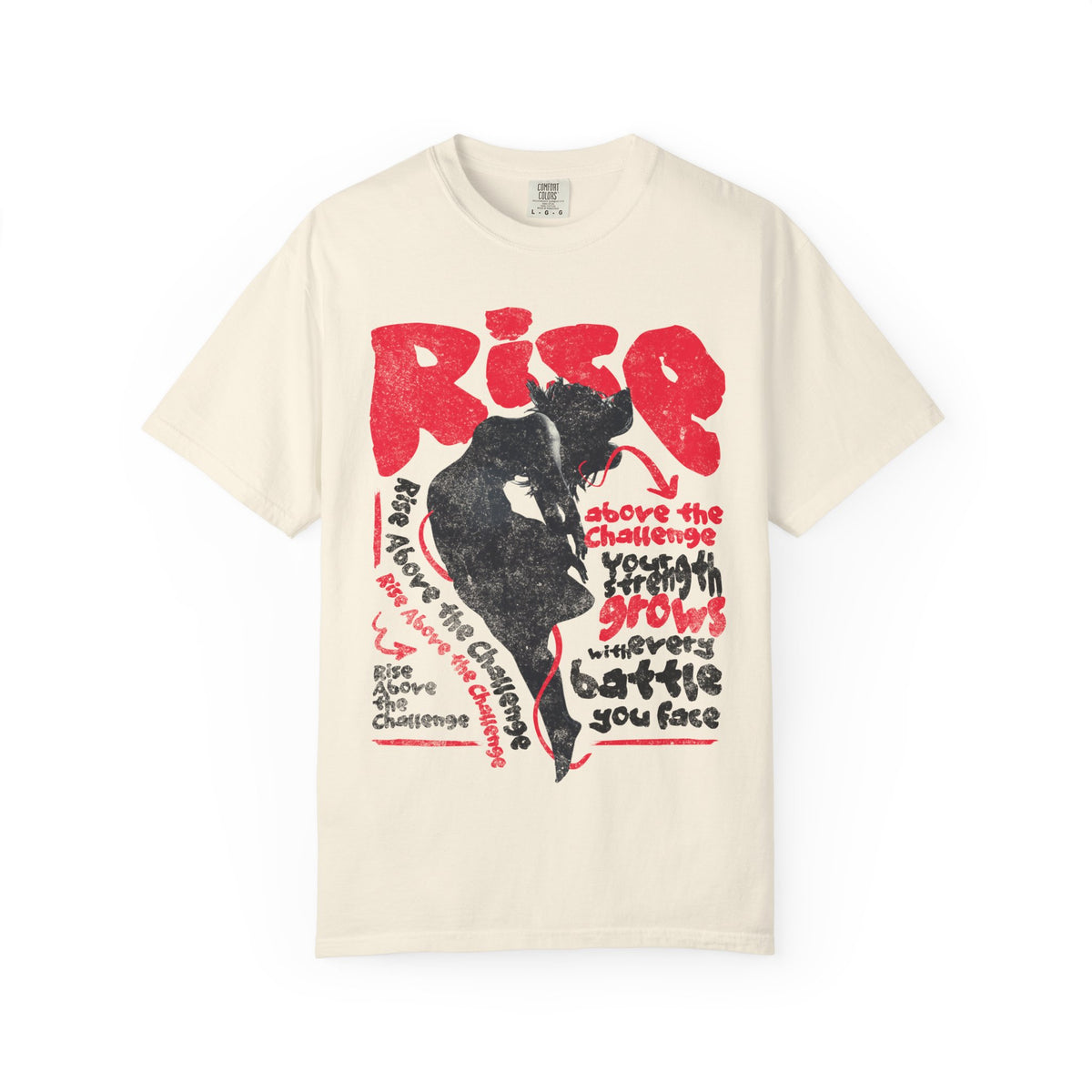 FPD - Rise Above the Challenge Grunge Tee | Mental Health Resilience & Inner Strength Apparel