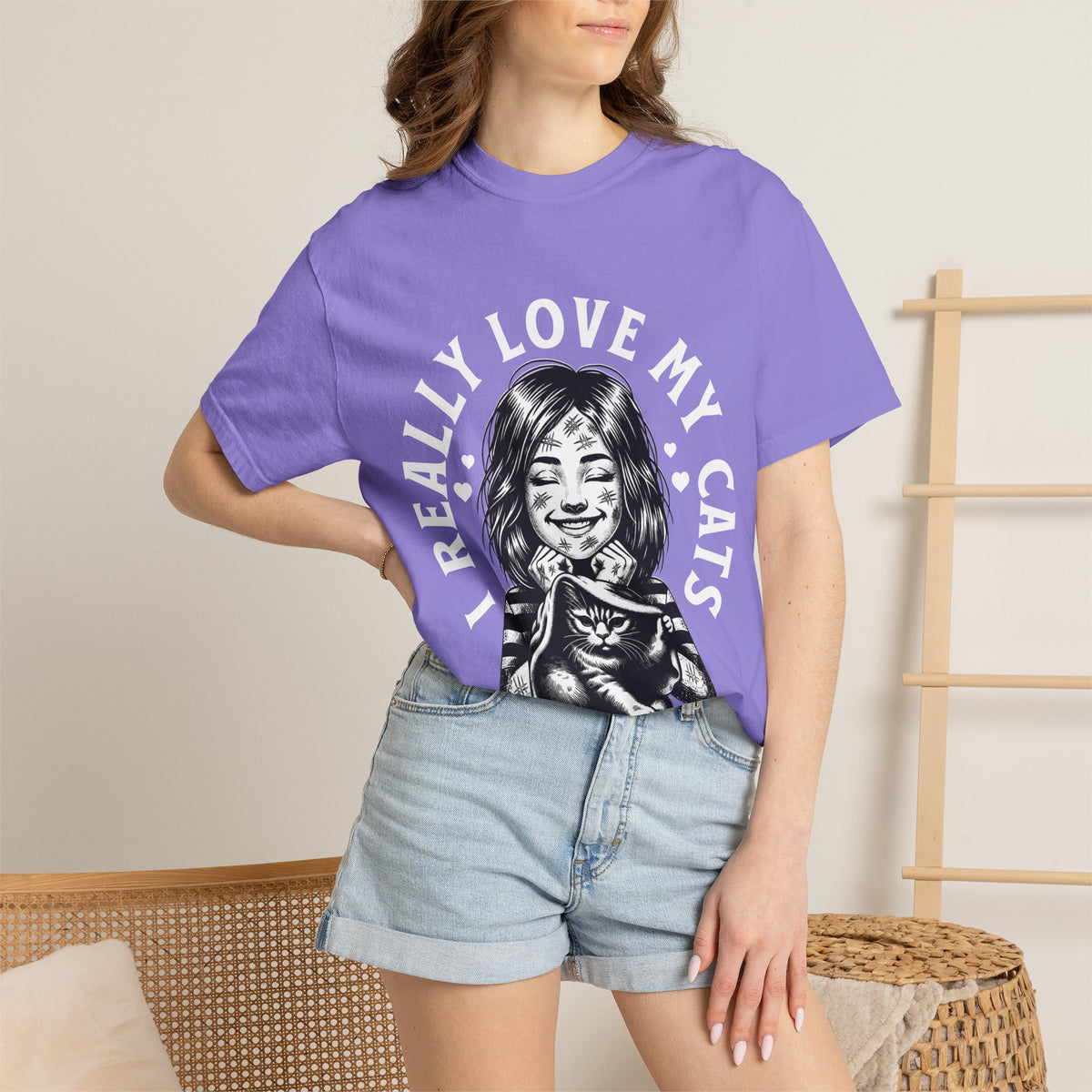 FPD - I Really Love My Cats T-Shirt | Scratched Up Cat Mom Graphic Tee | Funny Pet Lover Gift Shirt