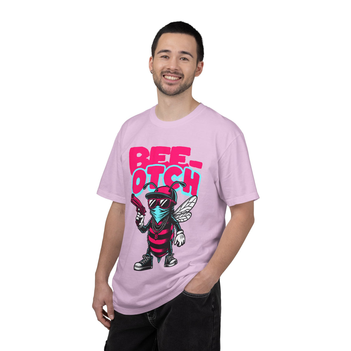 FPD - Bee-Otch Streetwear Graphic Tee – Funny Gangster Bee Unisex Heavyweight Cotton T-Shirt, Trendy Humorous Urban Apparel