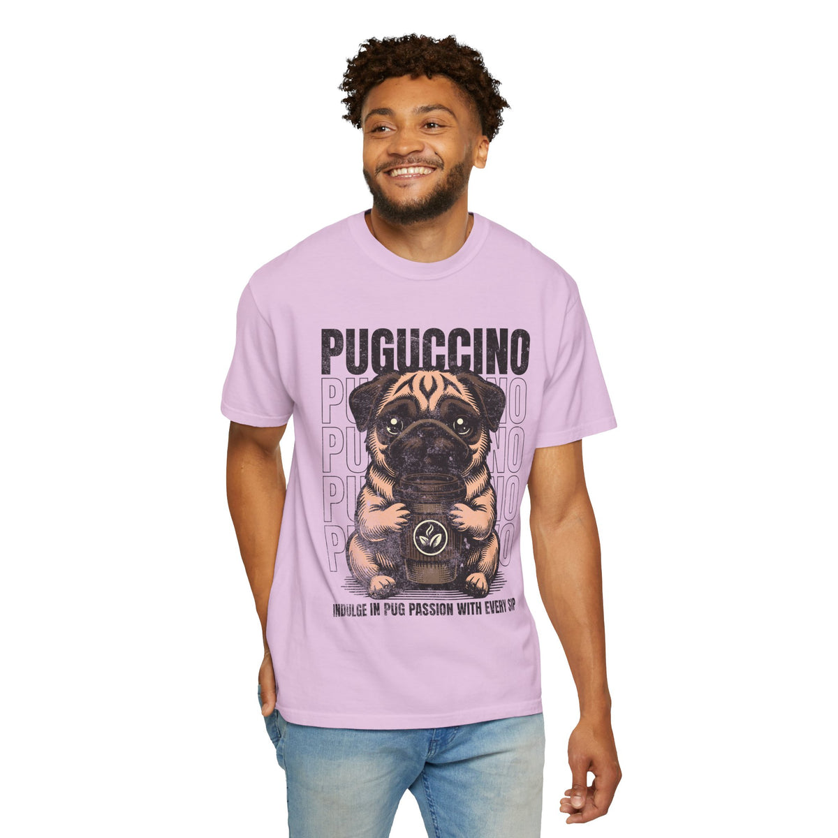 FPD - Puguccino Funny Pug Coffee T-Shirt | Indulge In Pug Passion Cute Dog Cappuccino Graphic Tee | Pet Lover Gift Shirt