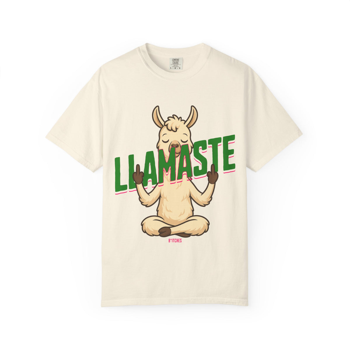 FPD - Llamaste B*itches Yoga Llama Funny Meditation Streetwear Unisex Heavyweight Cotton T-Shirt, Sarcastic Zen Animal Graphic Tee
