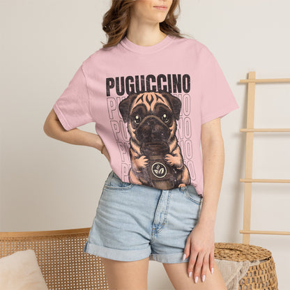 FPD - Puguccino Funny Pug Coffee T-Shirt | Indulge In Pug Passion Cute Dog Cappuccino Graphic Tee | Pet Lover Gift Shirt