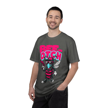 FPD - Bee-Otch Streetwear Graphic Tee – Funny Gangster Bee Unisex Heavyweight Cotton T-Shirt, Trendy Humorous Urban Apparel