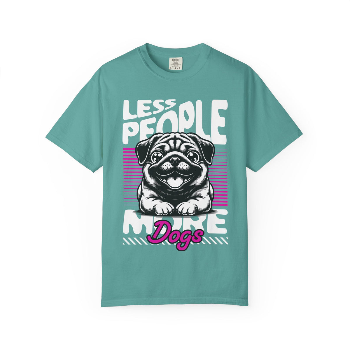 FPD - Less People More Dogs T-Shirt | Cute Pug Introvert Graphic Tee | Funny Pet Lover Gift Shirt