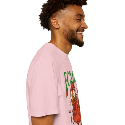 FPD - FCAWF Funny Panic Chicken Screaming Rooster Streetwear Unisex Heavyweight Cotton T-Shirt, Sarcastic Barnyard Animal Graphic Tee