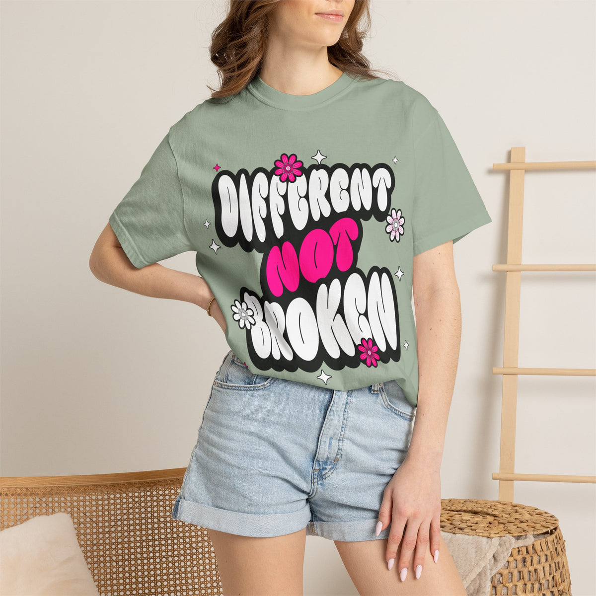 FPD - Different Not Broken Retro Groovy Shirt | Neurodiversity Acceptance & Mental Health Support Tee