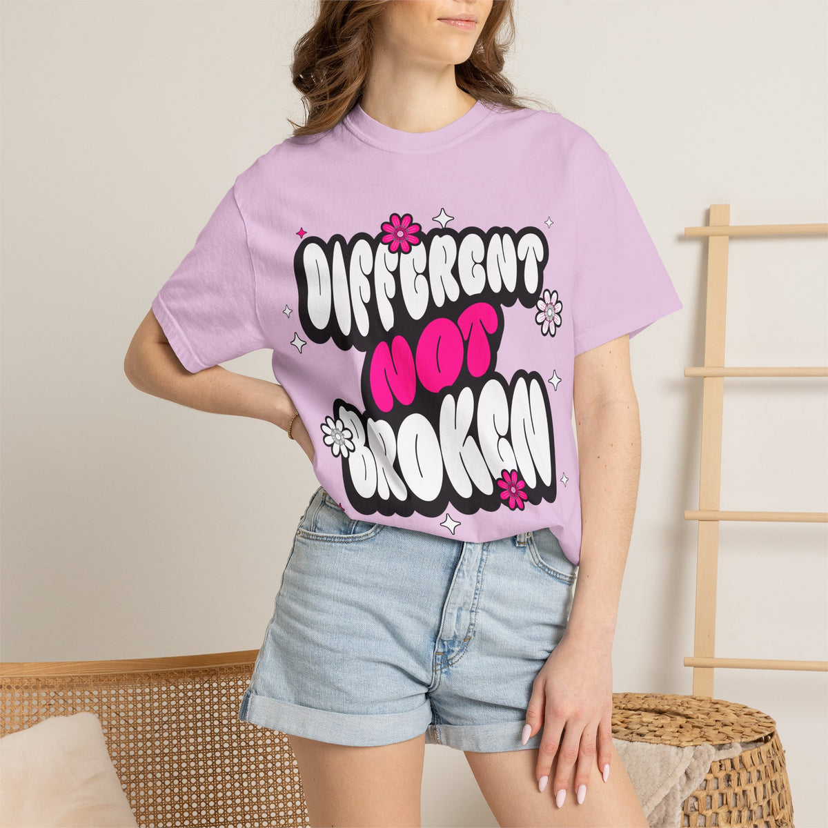 FPD - Different Not Broken Retro Groovy Shirt | Neurodiversity Acceptance & Mental Health Support Tee