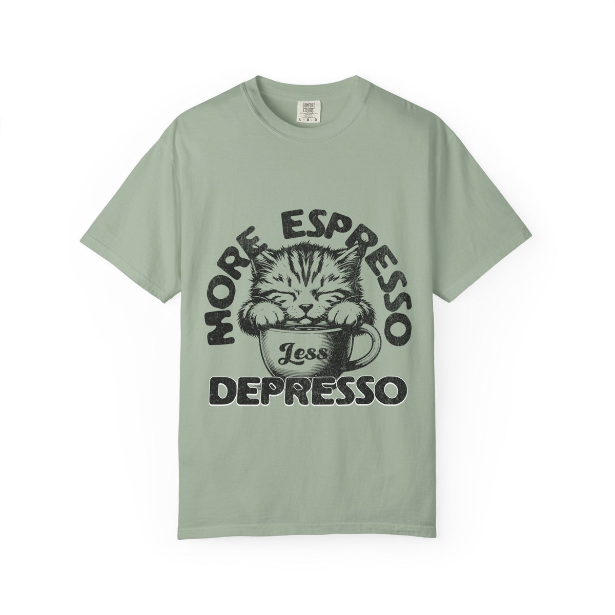 FPD - More Espresso Less Depresso T-Shirt | Minimalist Coffee Humor Graphic Tee | Funny Caffeine Addict Gift Shirt