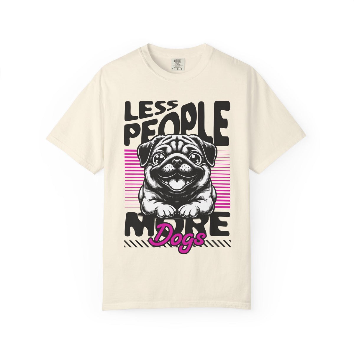 FPD - Less People More Dogs T-Shirt | Cute Pug Introvert Graphic Tee | Funny Pet Lover Gift Shirt