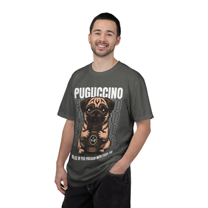FPD - Puguccino Funny Pug Coffee T-Shirt | Indulge In Pug Passion Cute Dog Cappuccino Graphic Tee | Pet Lover Gift Shirt
