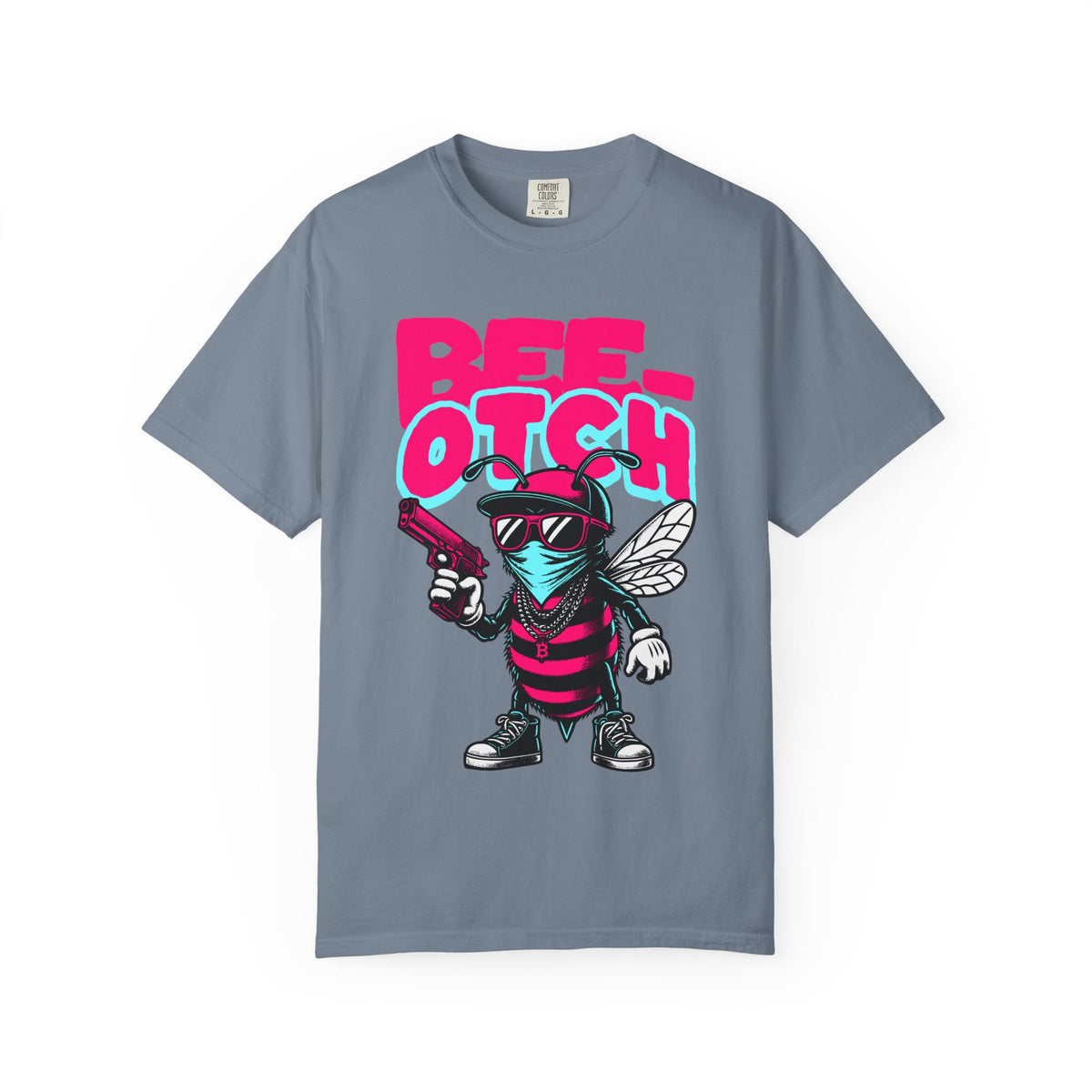 FPD - Bee-Otch Streetwear Graphic Tee – Funny Gangster Bee Unisex Heavyweight Cotton T-Shirt, Trendy Humorous Urban Apparel