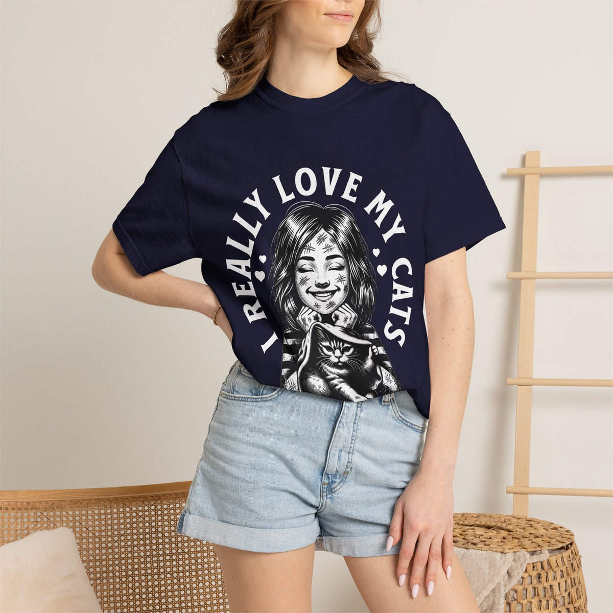 FPD - I Really Love My Cats T-Shirt | Scratched Up Cat Mom Graphic Tee | Funny Pet Lover Gift Shirt