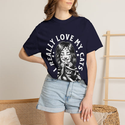 FPD - I Really Love My Cats T-Shirt | Scratched Up Cat Mom Graphic Tee | Funny Pet Lover Gift Shirt