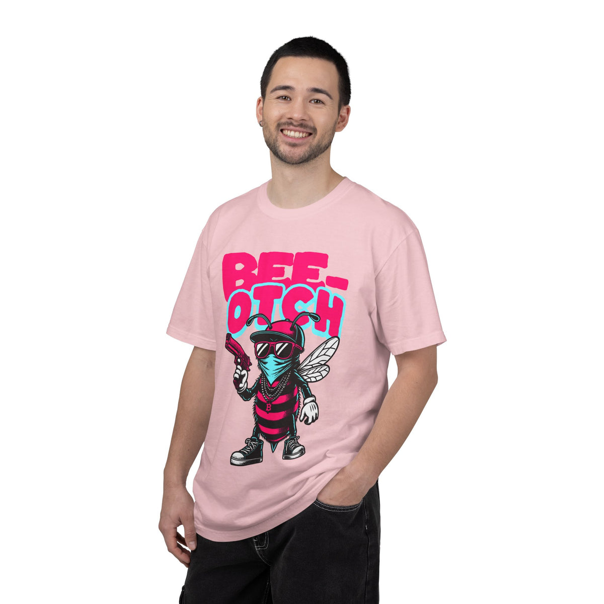 FPD - Bee-Otch Streetwear Graphic Tee – Funny Gangster Bee Unisex Heavyweight Cotton T-Shirt, Trendy Humorous Urban Apparel