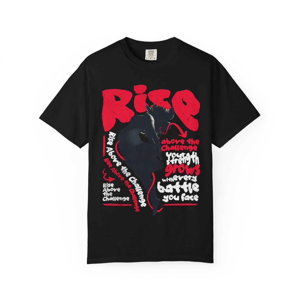 FPD - Rise Above the Challenge Grunge Tee | Mental Health Resilience & Inner Strength Apparel