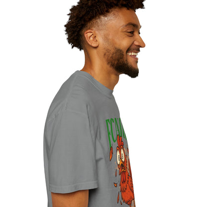 FPD - FCAWF Funny Panic Chicken Screaming Rooster Streetwear Unisex Heavyweight Cotton T-Shirt, Sarcastic Barnyard Animal Graphic Tee