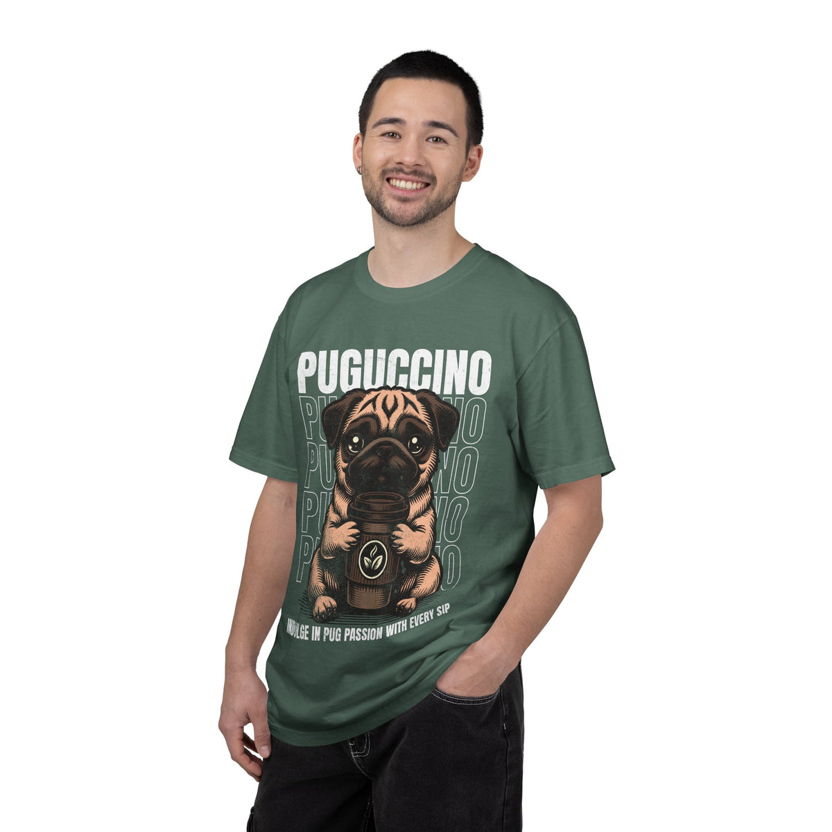 FPD - Puguccino Funny Pug Coffee T-Shirt | Indulge In Pug Passion Cute Dog Cappuccino Graphic Tee | Pet Lover Gift Shirt