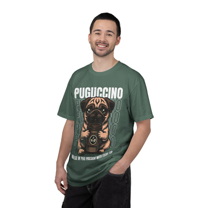 FPD - Puguccino Funny Pug Coffee T-Shirt | Indulge In Pug Passion Cute Dog Cappuccino Graphic Tee | Pet Lover Gift Shirt