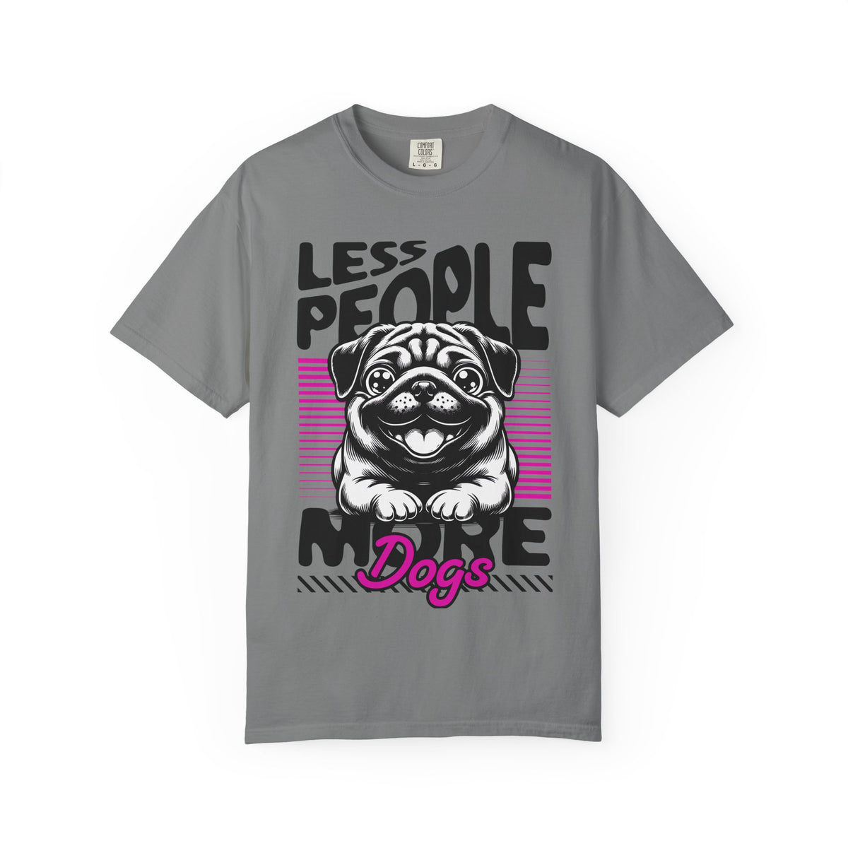 FPD - Less People More Dogs T-Shirt | Cute Pug Introvert Graphic Tee | Funny Pet Lover Gift Shirt