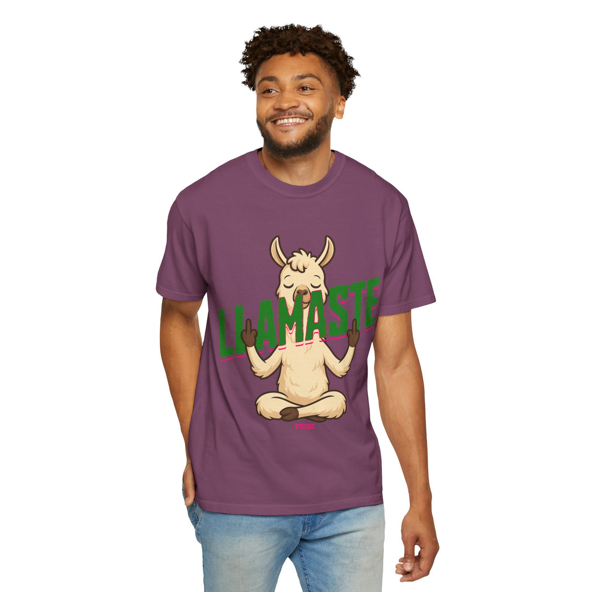 FPD - Llamaste B*itches Yoga Llama Funny Meditation Streetwear Unisex Heavyweight Cotton T-Shirt, Sarcastic Zen Animal Graphic Tee