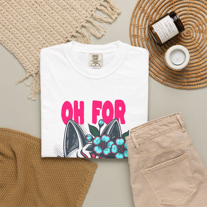 FPD - Oh For Sake Japanese Kitsune Fox Floral Streetwear Unisex Heavyweight Cotton T-Shirt, Sarcastic Anime Mask Graphic Tee