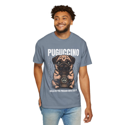 FPD - Puguccino Funny Pug Coffee T-Shirt | Indulge In Pug Passion Cute Dog Cappuccino Graphic Tee | Pet Lover Gift Shirt
