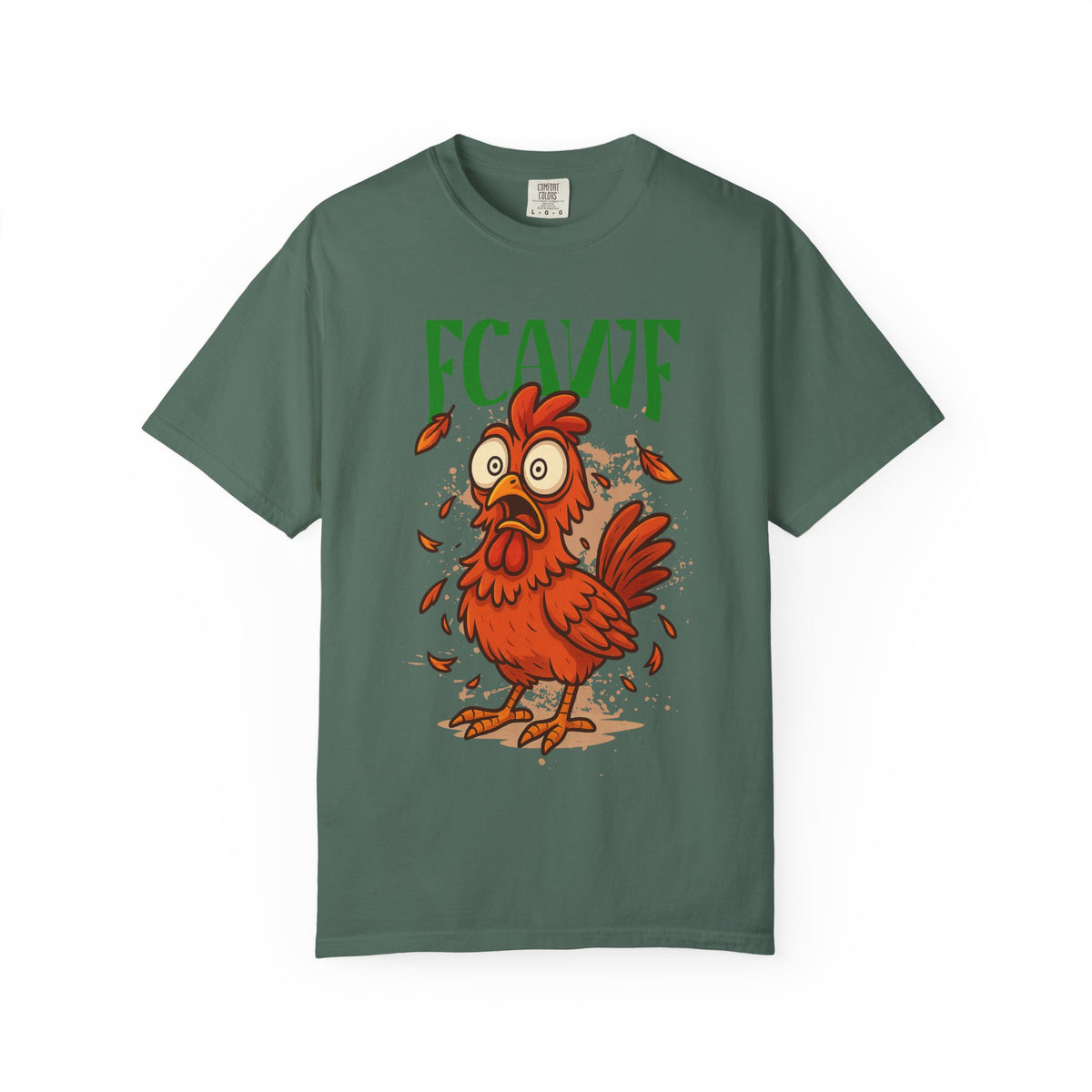 FPD - FCAWF Funny Panic Chicken Screaming Rooster Streetwear Unisex Heavyweight Cotton T-Shirt, Sarcastic Barnyard Animal Graphic Tee
