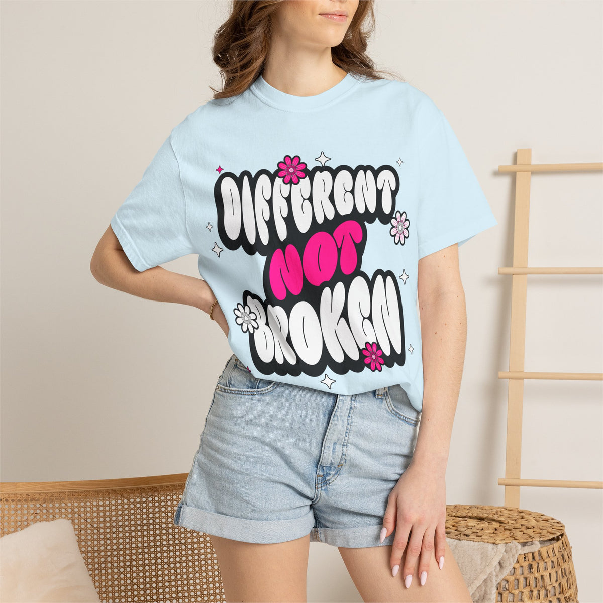FPD - Different Not Broken Retro Groovy Shirt | Neurodiversity Acceptance & Mental Health Support Tee