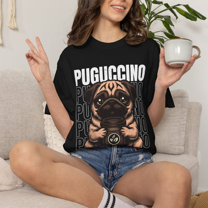 FPD - Puguccino Funny Pug Coffee T-Shirt | Indulge In Pug Passion Cute Dog Cappuccino Graphic Tee | Pet Lover Gift Shirt