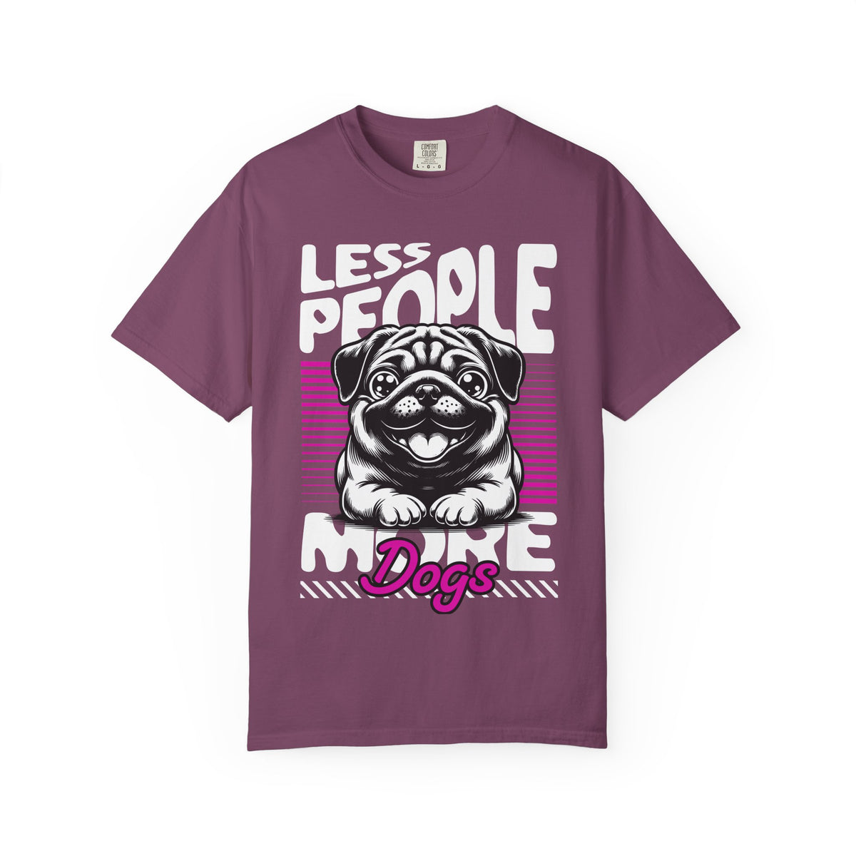 FPD - Less People More Dogs T-Shirt | Cute Pug Introvert Graphic Tee | Funny Pet Lover Gift Shirt