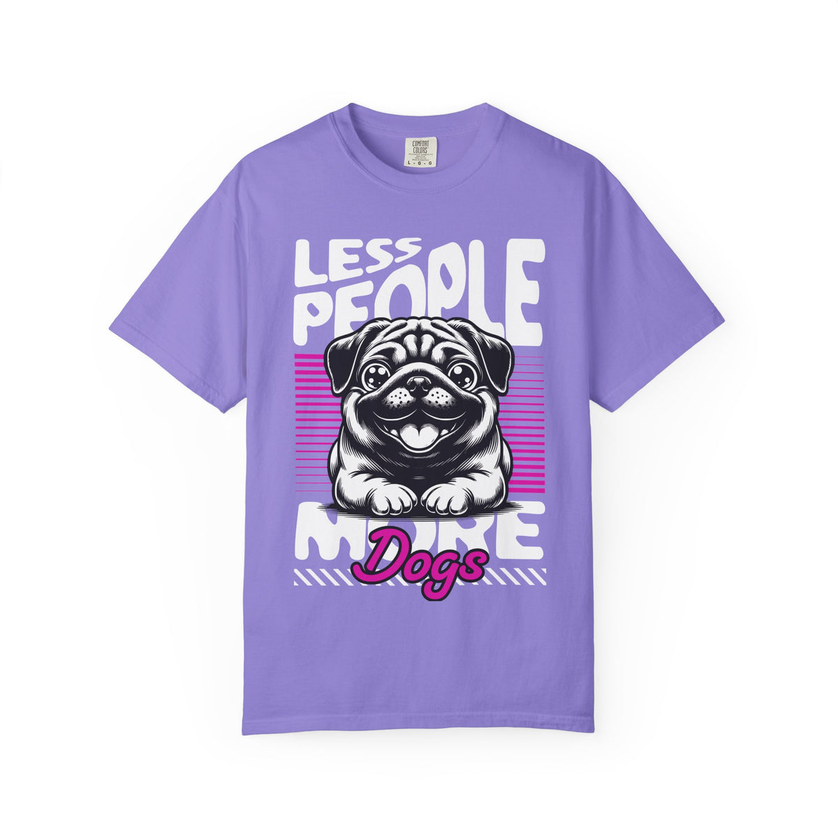 FPD - Less People More Dogs T-Shirt | Cute Pug Introvert Graphic Tee | Funny Pet Lover Gift Shirt