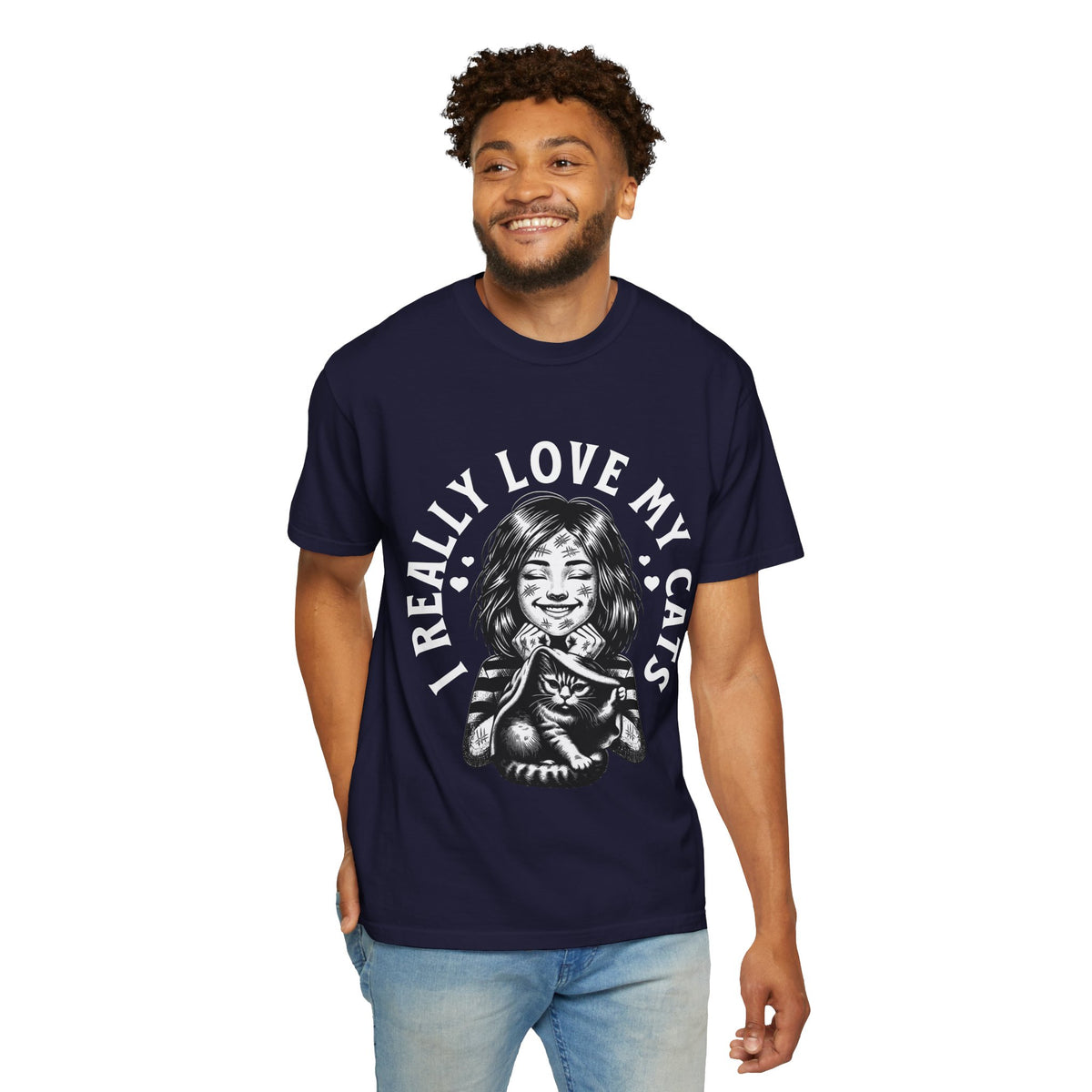 FPD - I Really Love My Cats T-Shirt | Scratched Up Cat Mom Graphic Tee | Funny Pet Lover Gift Shirt
