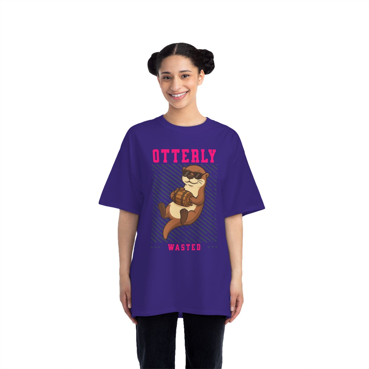 Otterly Wasted Oversized T-Shirt – Funny Animal Pun Graphic Tee | Beer Party Print
