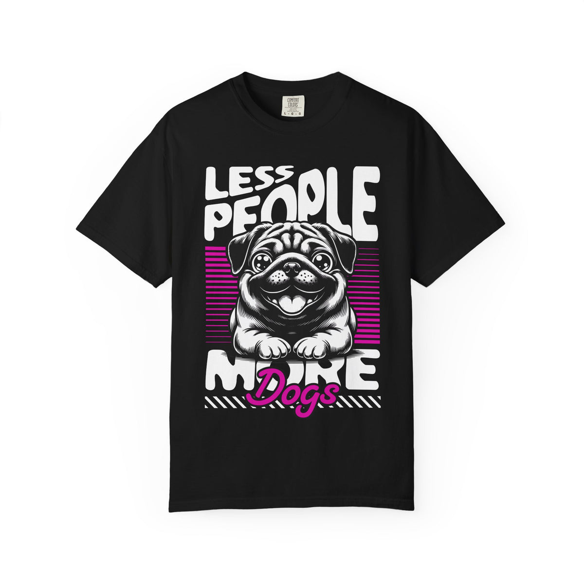 FPD - Less People More Dogs T-Shirt | Cute Pug Introvert Graphic Tee | Funny Pet Lover Gift Shirt