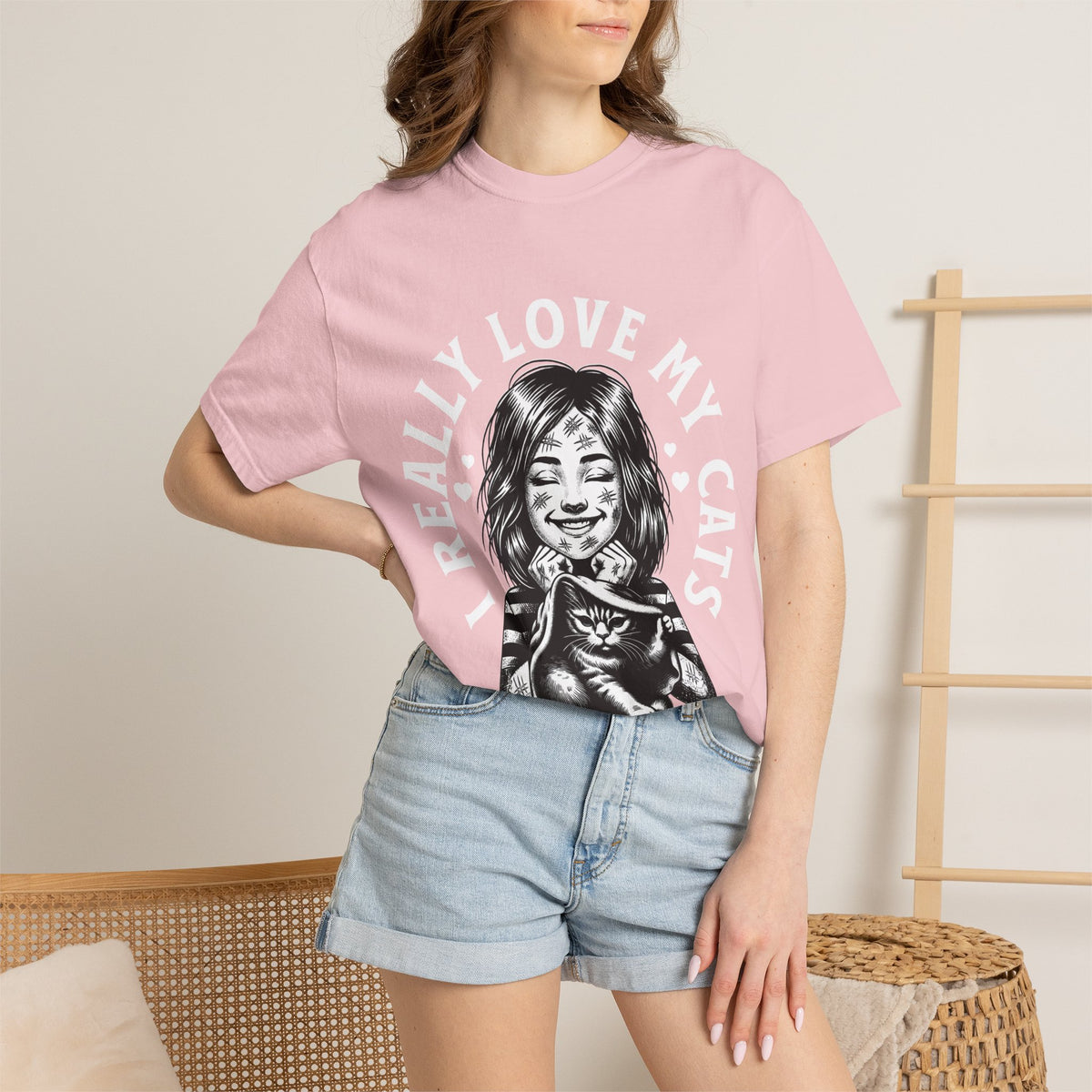 FPD - I Really Love My Cats T-Shirt | Scratched Up Cat Mom Graphic Tee | Funny Pet Lover Gift Shirt