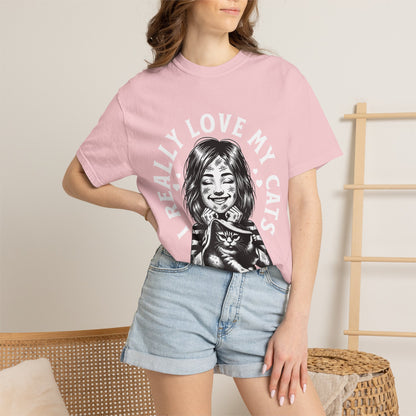 FPD - I Really Love My Cats T-Shirt | Scratched Up Cat Mom Graphic Tee | Funny Pet Lover Gift Shirt
