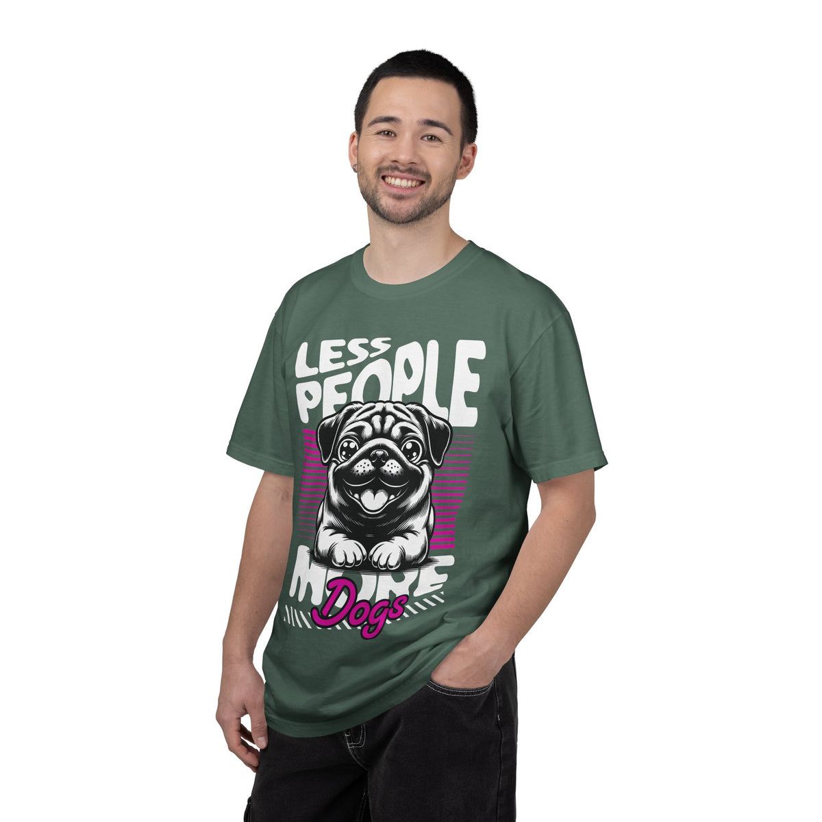 FPD - Less People More Dogs T-Shirt | Cute Pug Introvert Graphic Tee | Funny Pet Lover Gift Shirt