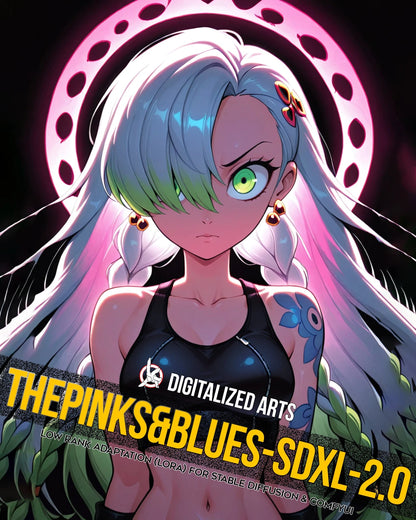 DigitalizedArts ThePinksNBlues - Cyberpunk Pop Art & Electric Color Gradient LoRA