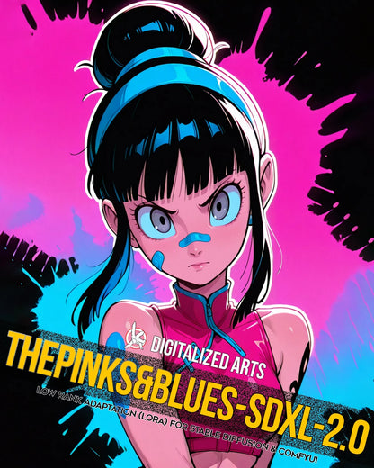 DigitalizedArts ThePinksNBlues - Cyberpunk Pop Art & Electric Color Gradient LoRA