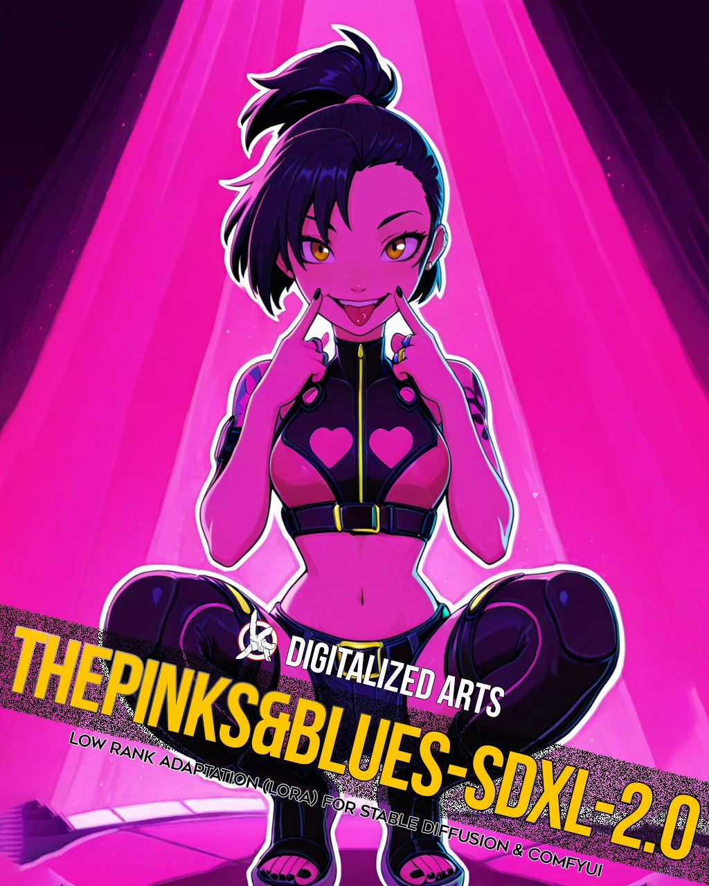 DigitalizedArts ThePinksNBlues - Cyberpunk Pop Art & Electric Color Gradient LoRA
