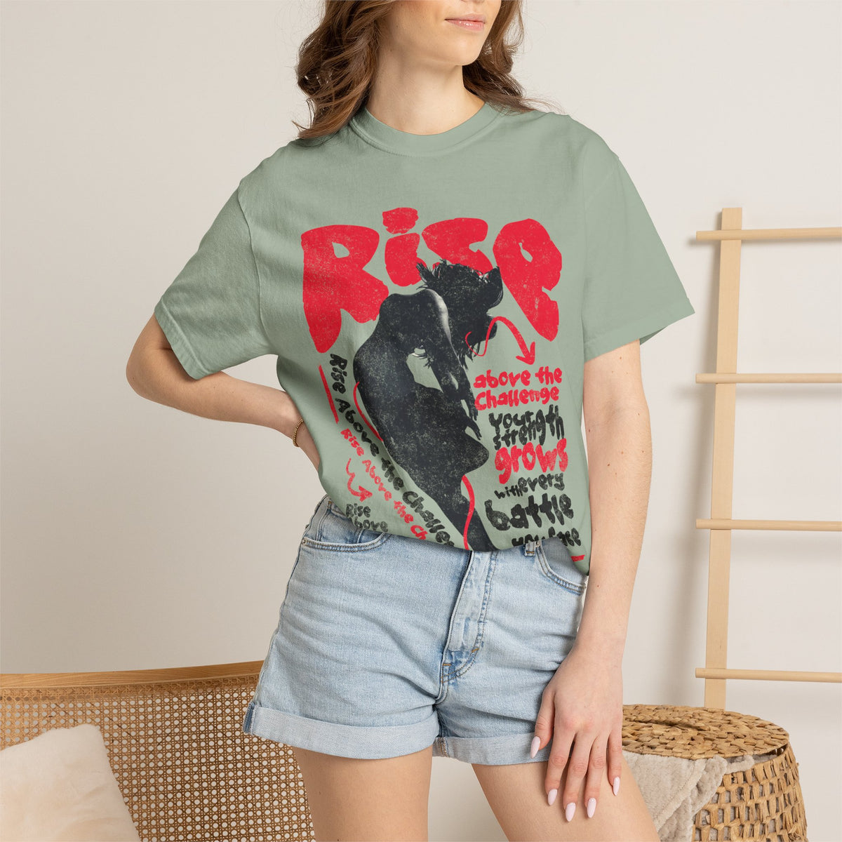 FPD - Rise Above the Challenge Grunge Tee | Mental Health Resilience & Inner Strength Apparel
