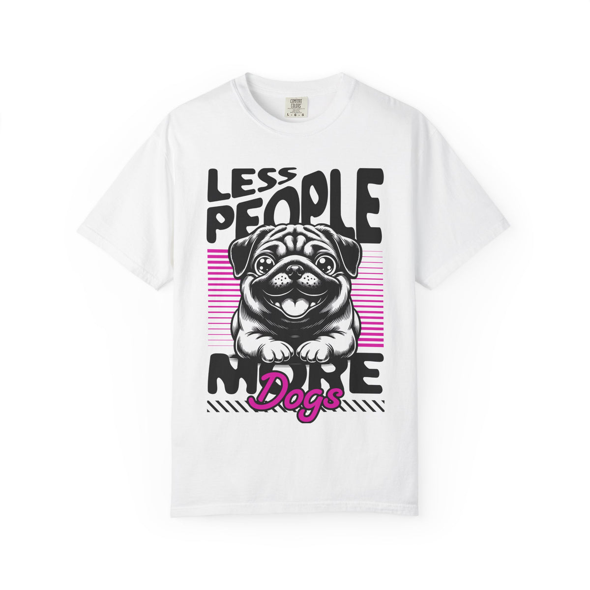 FPD - Less People More Dogs T-Shirt | Cute Pug Introvert Graphic Tee | Funny Pet Lover Gift Shirt