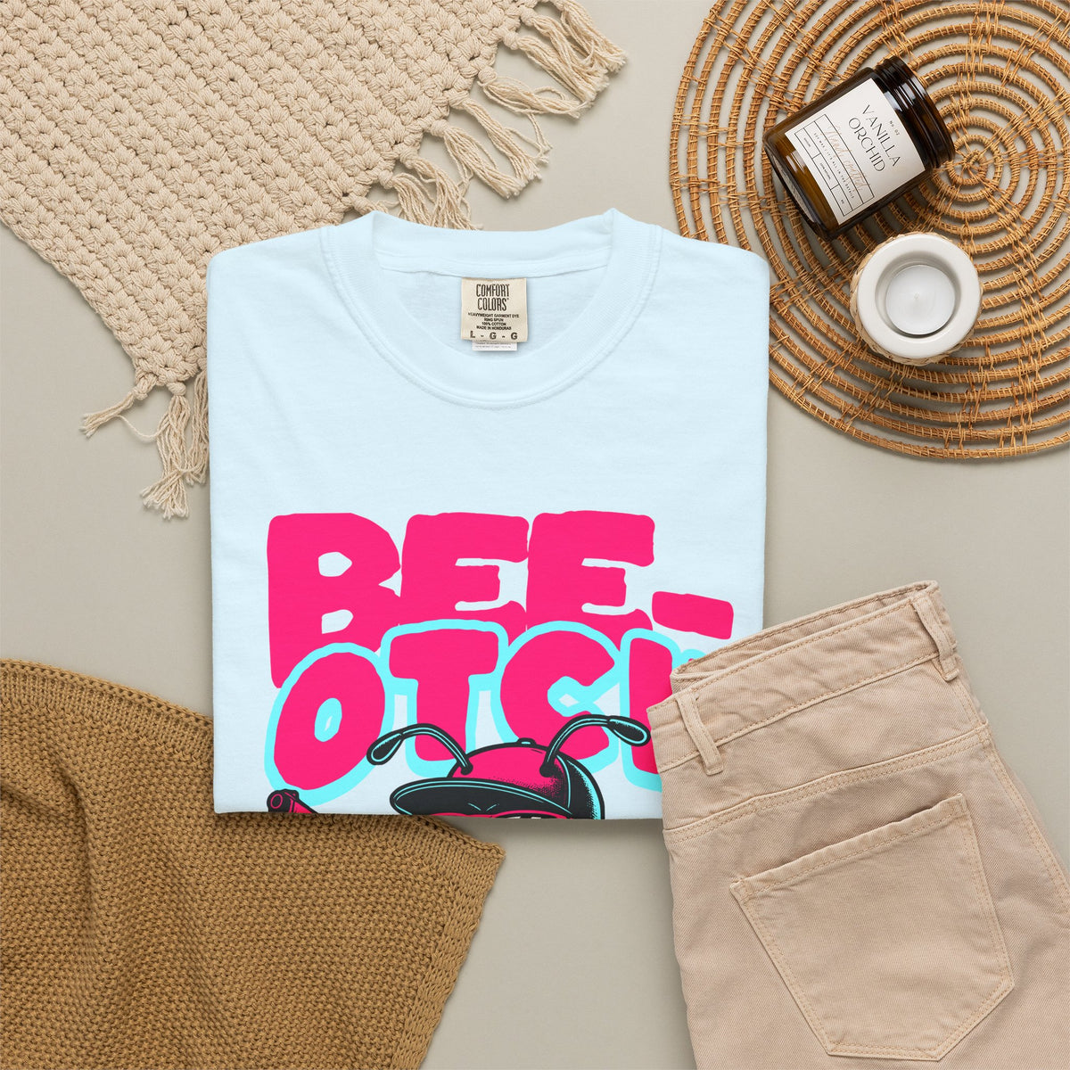 FPD - Bee-Otch Streetwear Graphic Tee – Funny Gangster Bee Unisex Heavyweight Cotton T-Shirt, Trendy Humorous Urban Apparel