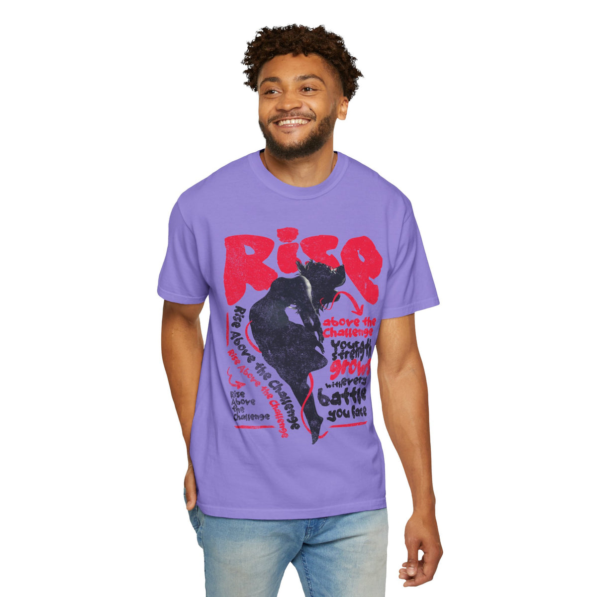 FPD - Rise Above the Challenge Grunge Tee | Mental Health Resilience & Inner Strength Apparel